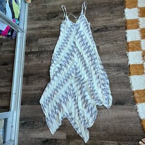 Altar'd State Cream and Blue Tie-Dye Dress